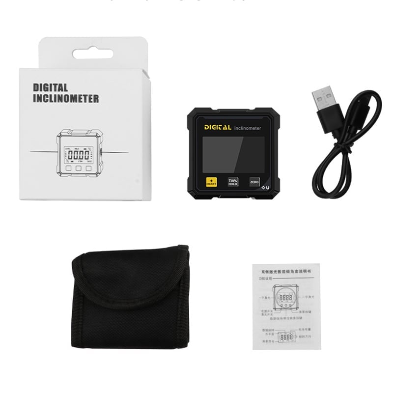 Digital hældningsmåler med dobbelt-laser og stor skærm