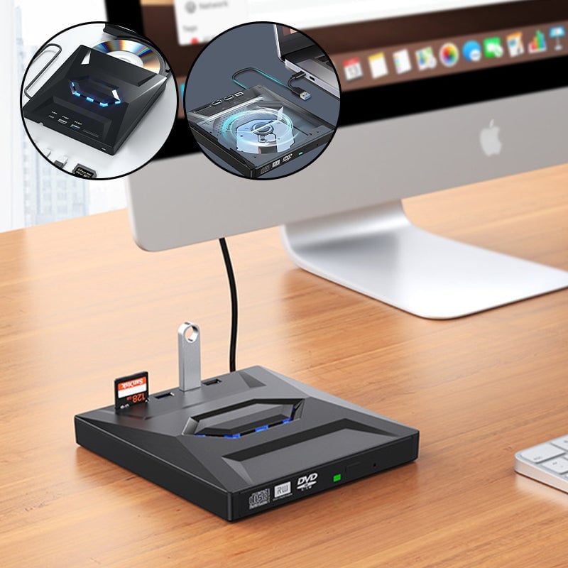 7-i-1 Eksternt USB DVD drev & Blu-ray afspiller