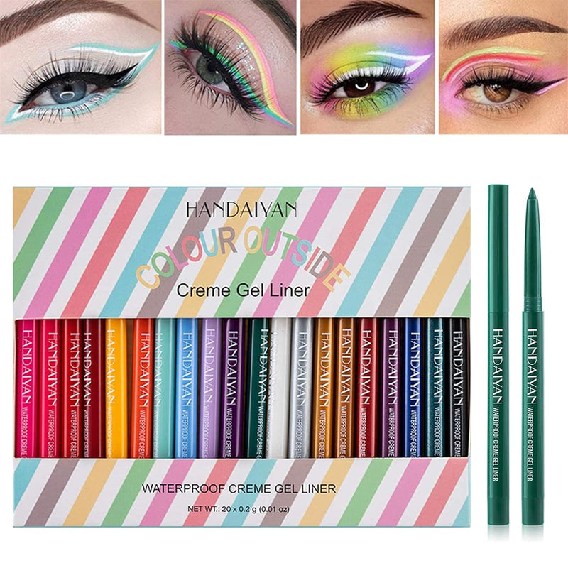 20 STK farvede eyeliner blyantsæt