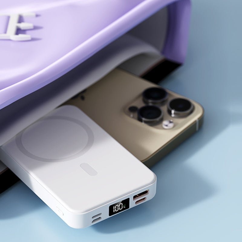 Bærbar magnetisk powerbank med trådløs opladning