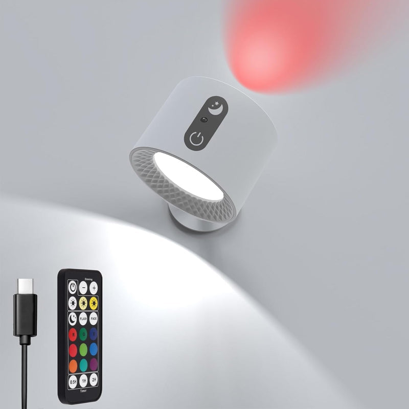 Magnetisk USB dobbelthovedet væglampe med fjernbetjening
