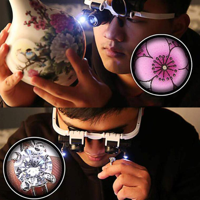 Magnifying Glasses with LED Lights for Dual Eyes