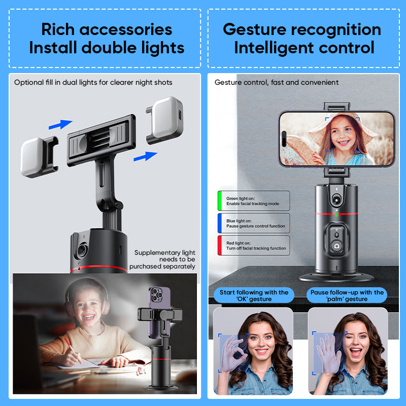 360° Smart Tracking Gimbal med ansigtsgenkendelse
