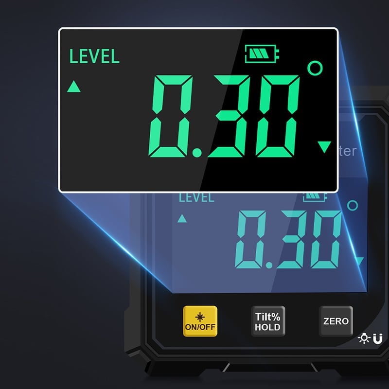 Digital hældningsmåler med dobbelt-laser og stor skærm