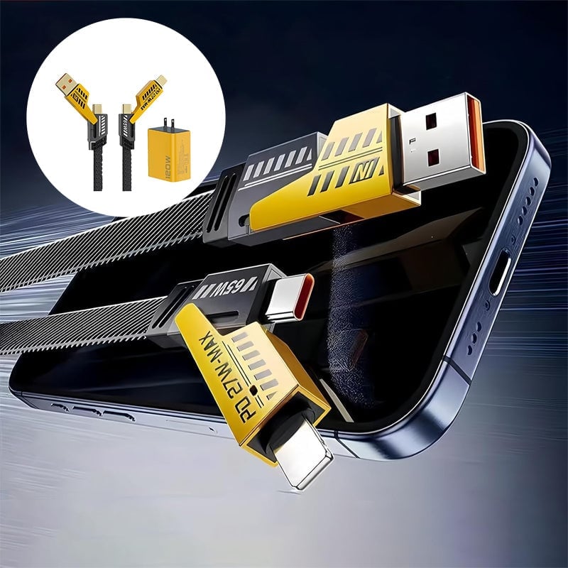 120W hurtigoplader med dobbelt USB og dobbelt Type-C