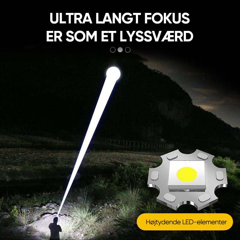 Waterproof Rechargeable Digital Display 2-in-1 Strong Light Flashlight