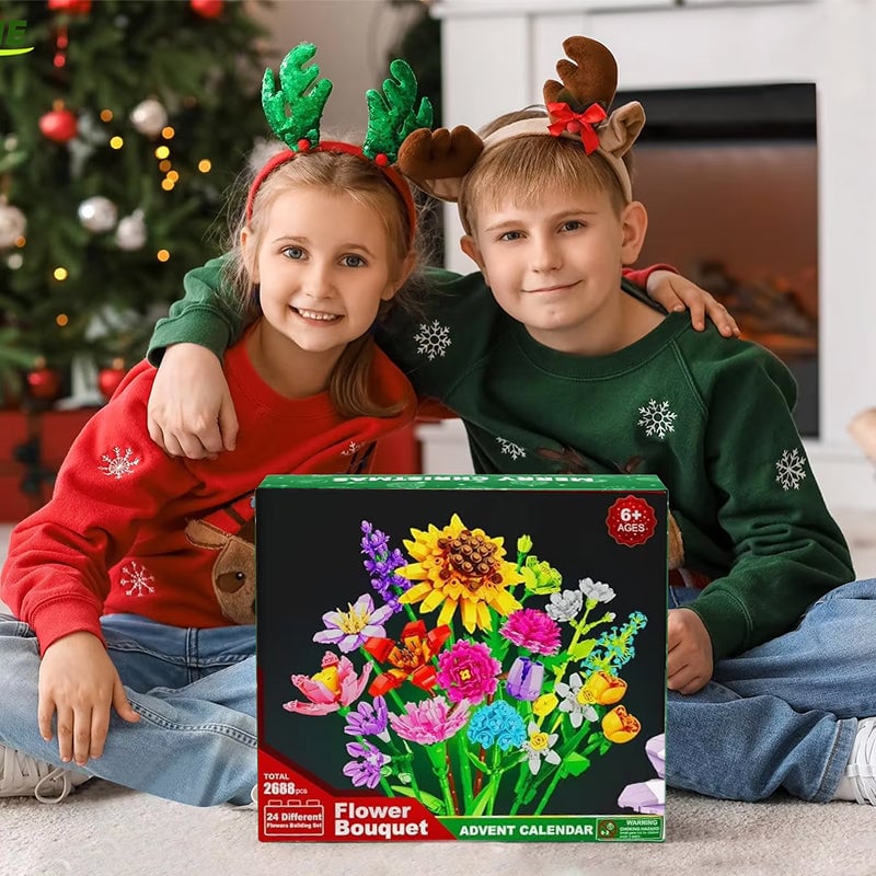 Blomsterbuket byggeklods julekalendersæt
