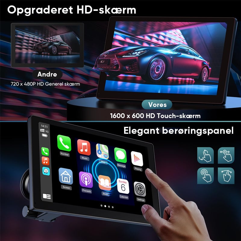 Trådløs CarPlay & Android Auto touchskærm