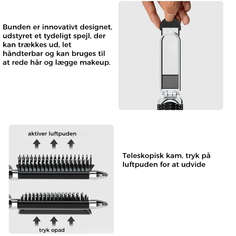 Foldbar rejsehårbørste med spejl