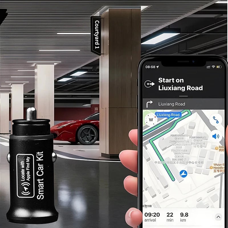 Biloplader og GPS-lokaliseringsenhed