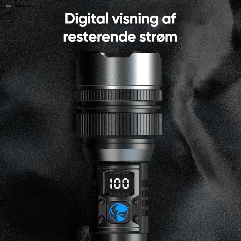 Waterproof Rechargeable Digital Display 2-in-1 Strong Light Flashlight