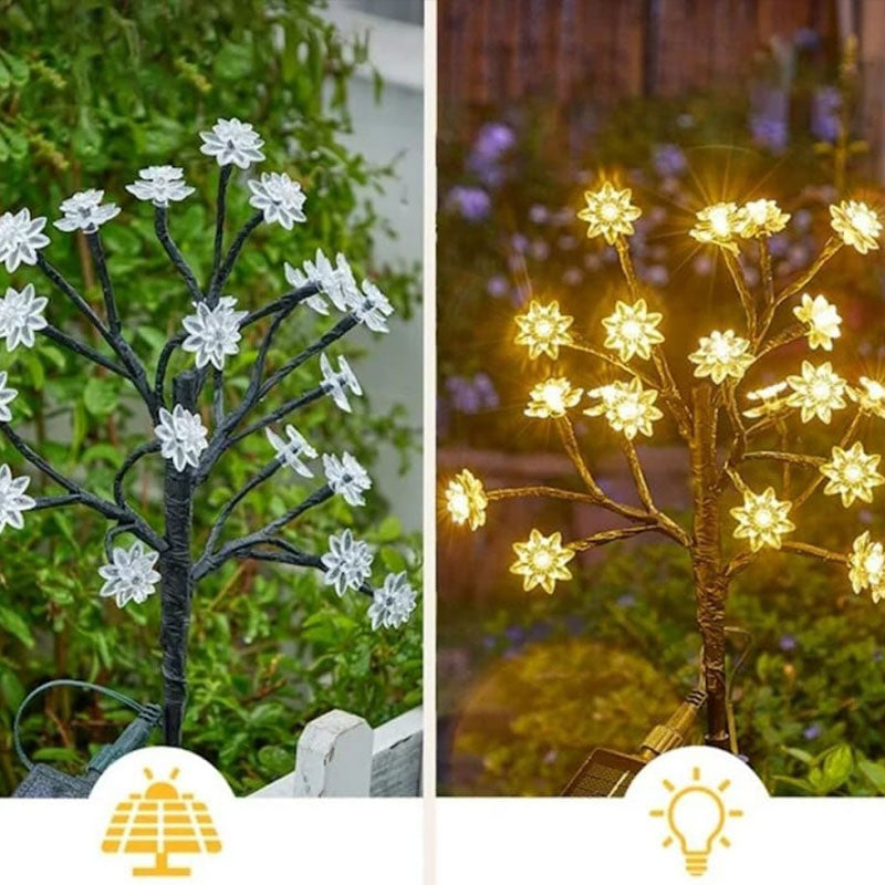 Solcelledrevne vandtætte kirsebærblomst havelys