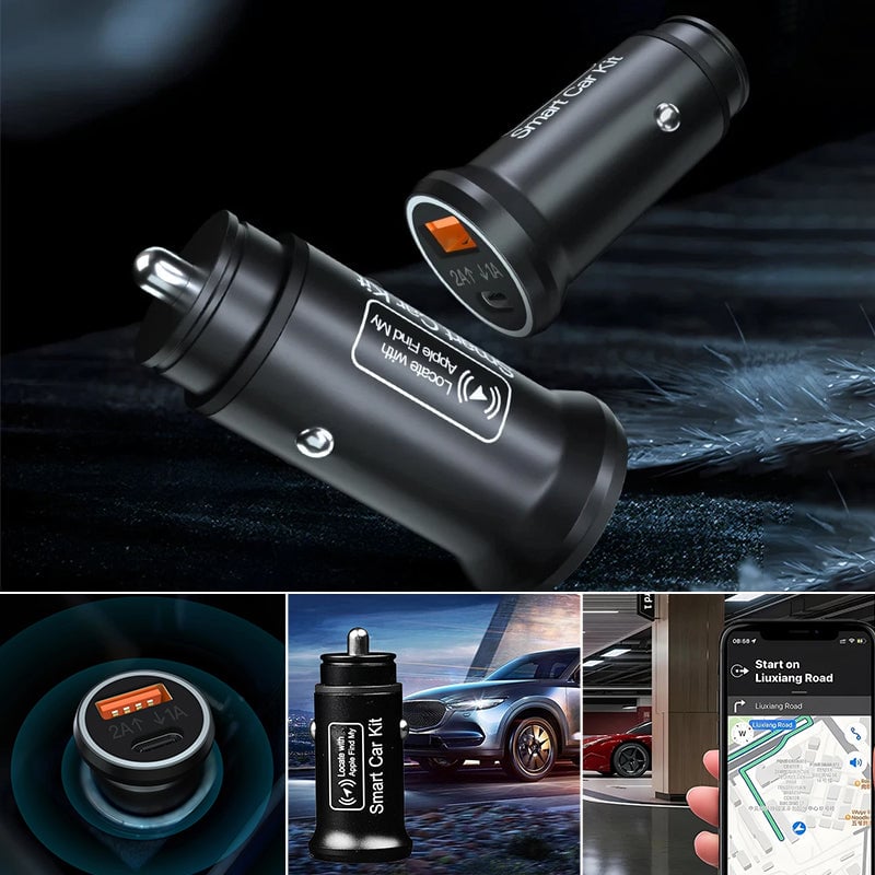 Biloplader og GPS-lokaliseringsenhed