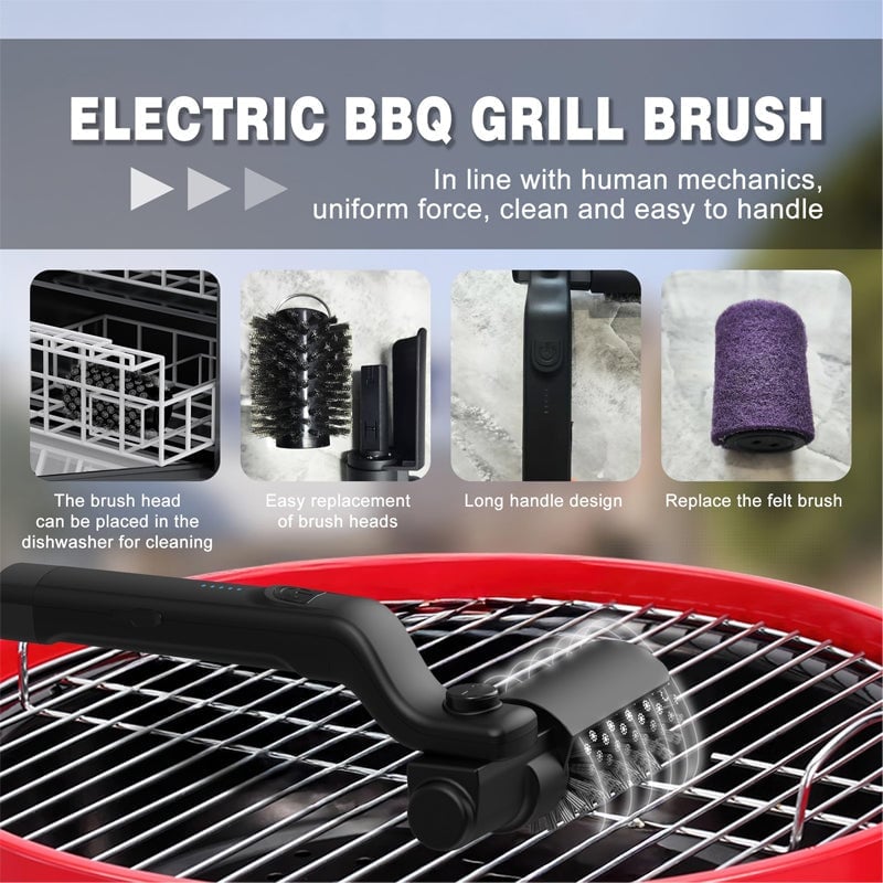 Elektrisk grillrensebørste med 3 hastigheder