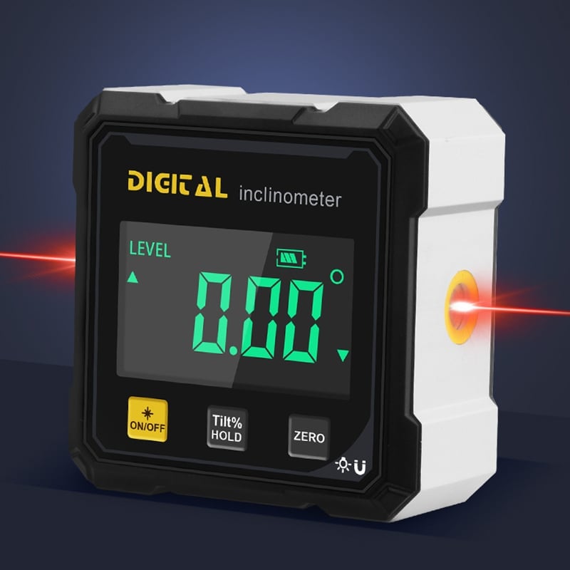 Digital hældningsmåler med dobbelt-laser og stor skærm
