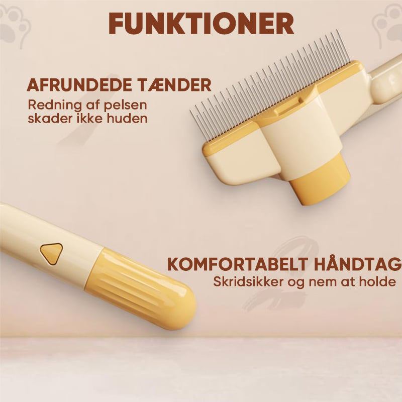 Kæledyrskam med lange og korte kamtænder i rustfrit stål