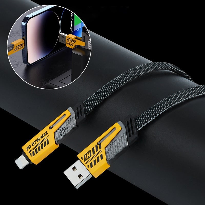 120W hurtigoplader med dobbelt USB og dobbelt Type-C