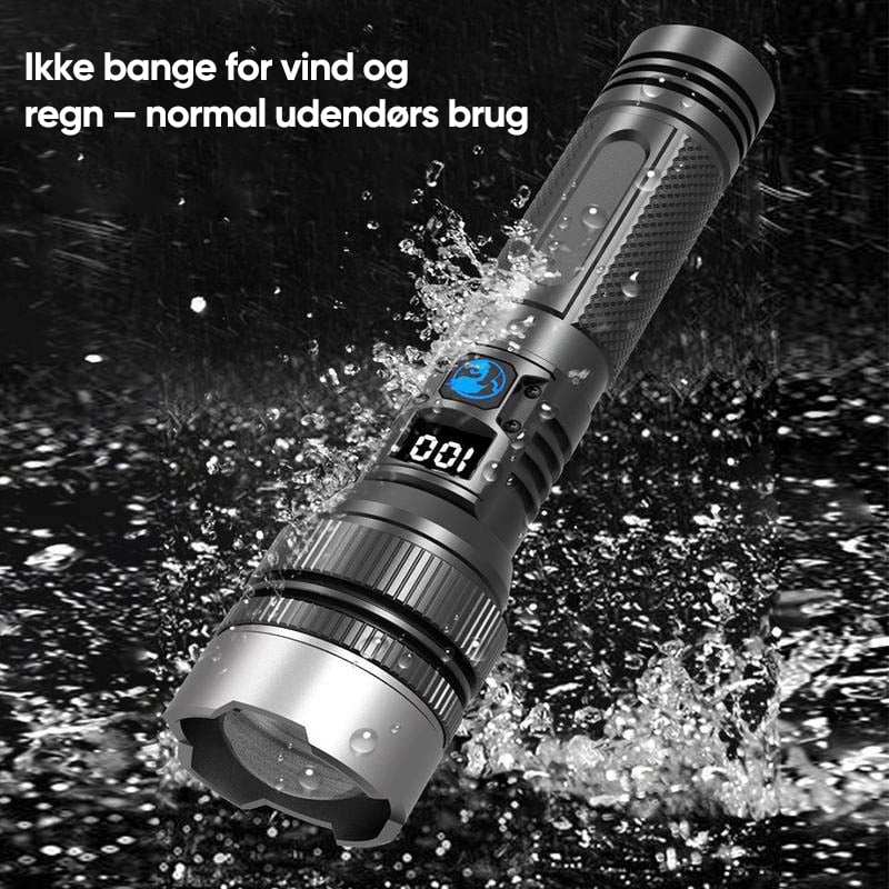 Waterproof Rechargeable Digital Display 2-in-1 Strong Light Flashlight