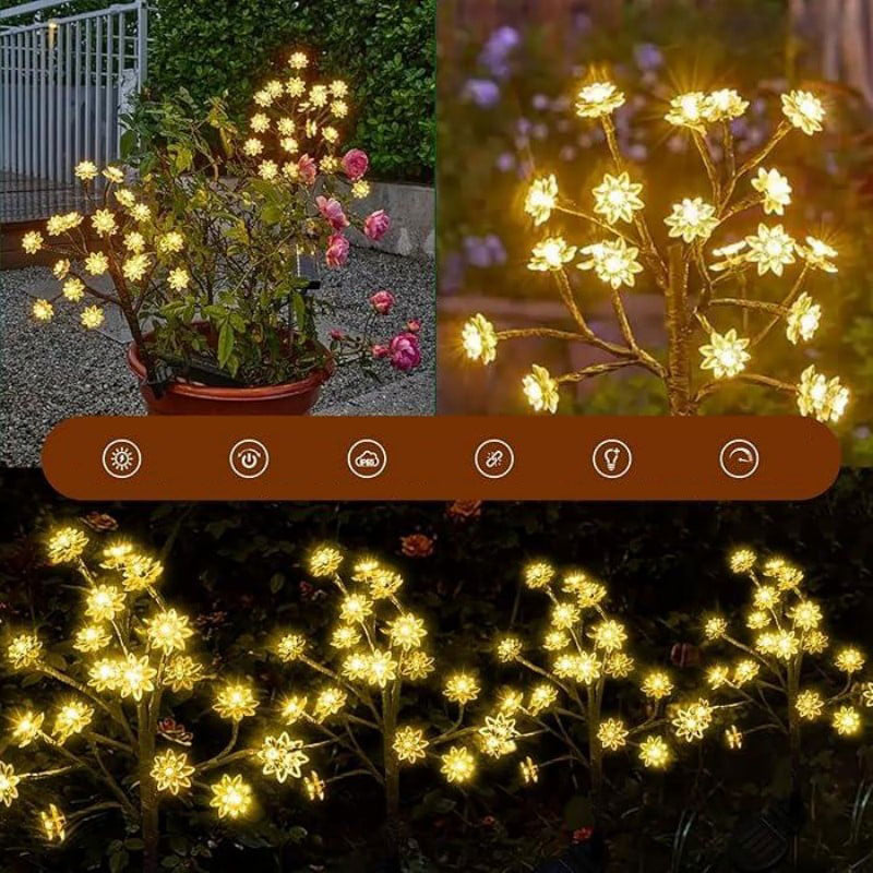 Solcelledrevne vandtætte kirsebærblomst havelys