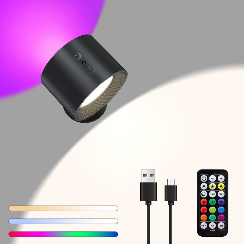 Magnetisk USB dobbelthovedet væglampe med fjernbetjening