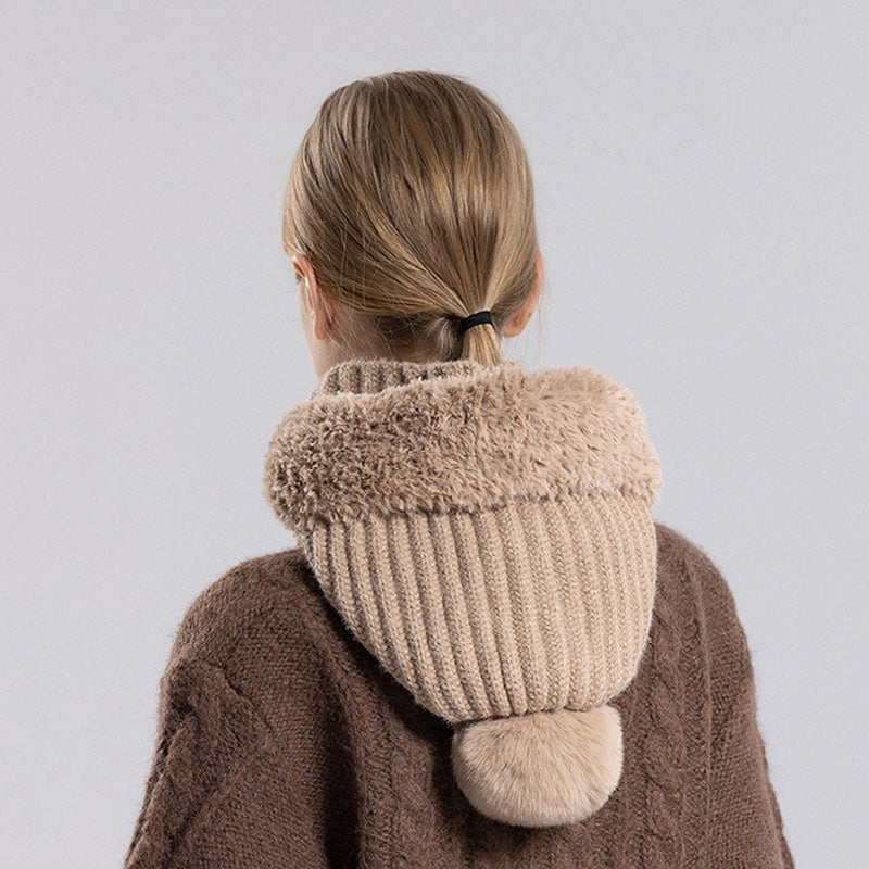 Women's knitted 3-in-1 cold-proof hat