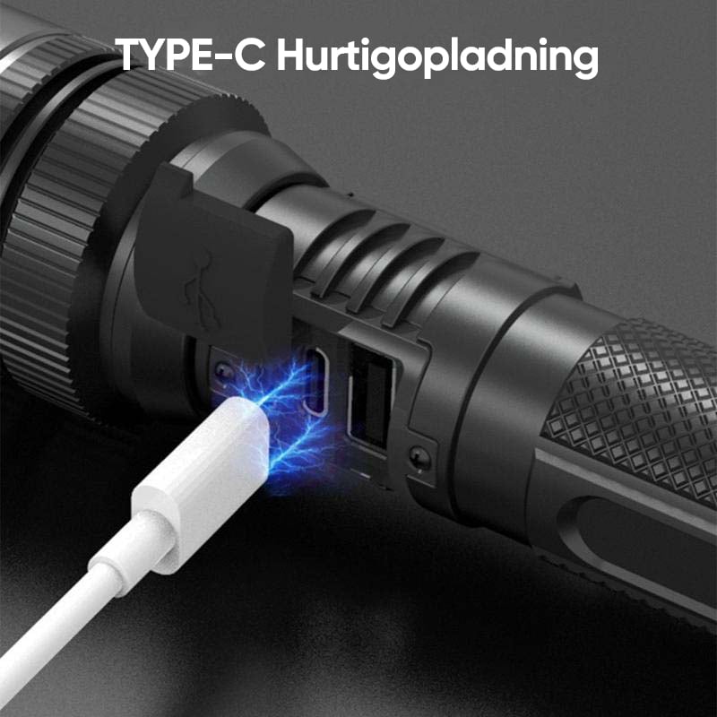 Waterproof Rechargeable Digital Display 2-in-1 Strong Light Flashlight