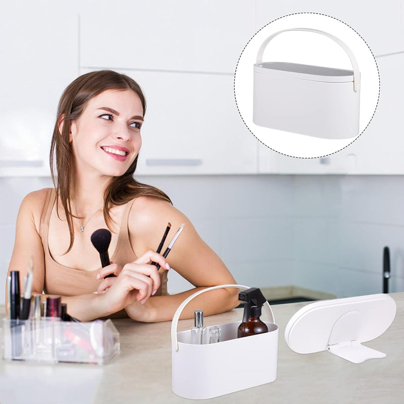 LED-belyst makeupspejl med opbevaring
