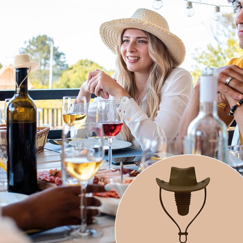 Kreativ silikone vinflaskeprop i cowboyhat-motiv