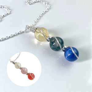 Konstellation sølvhalskæde med helbredende naturlige krystaller