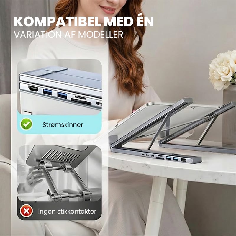 8-i-1 USB-C docking station til bærbar computer