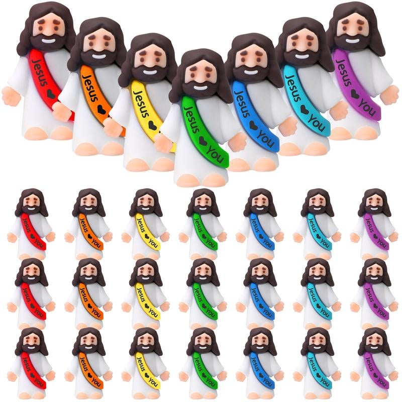 Mini Jesus-figurer med "Jesus Loves You"-slogan