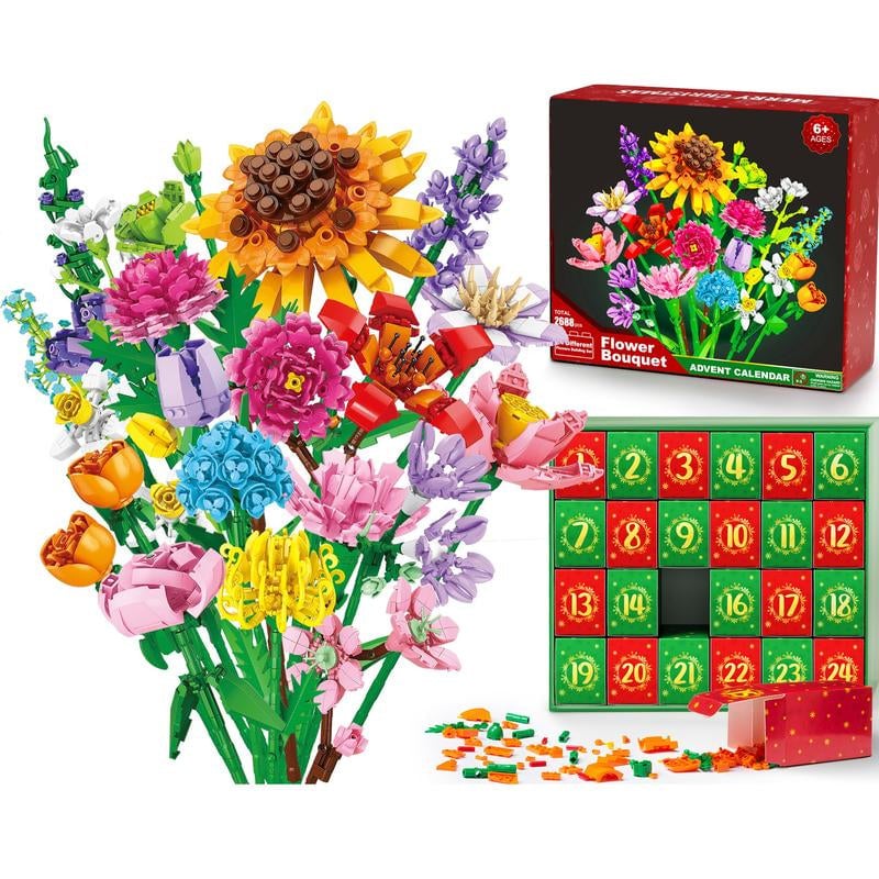Blomsterbuket byggeklods julekalendersæt