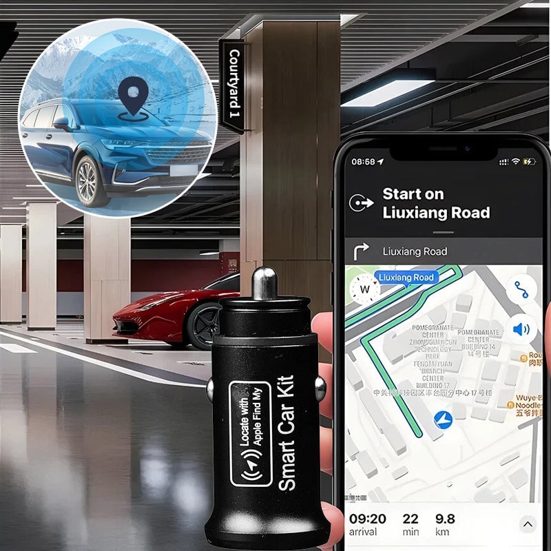 Biloplader og GPS-lokaliseringsenhed