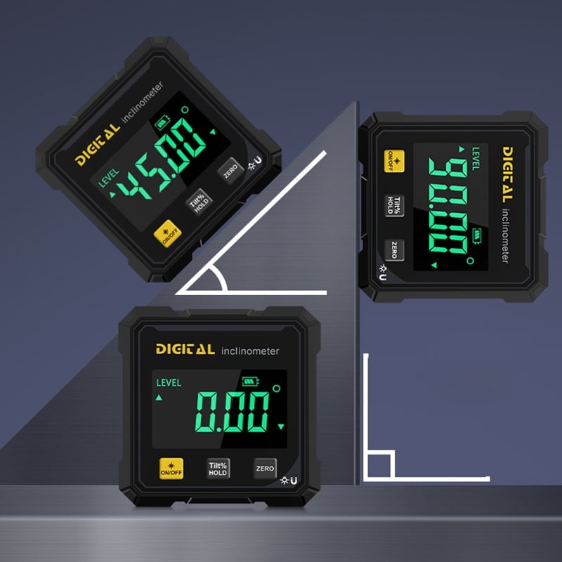 Digital hældningsmåler med dobbelt-laser og stor skærm