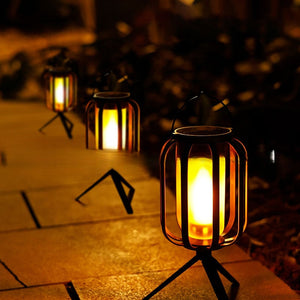 Udendørs solcelledreven lanternelampe med fod