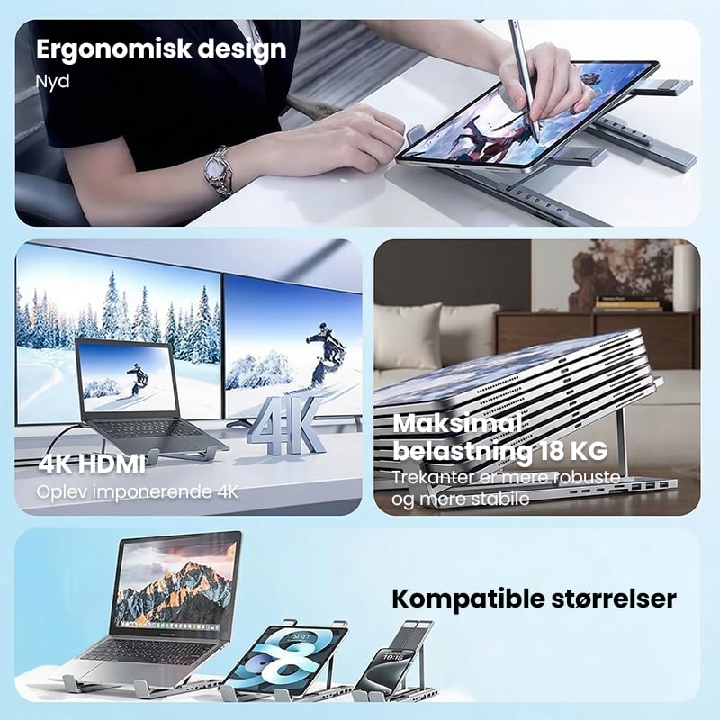 8-i-1 USB-C docking station til bærbar computer