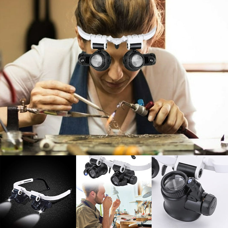 Magnifying Glasses with LED Lights for Dual Eyes