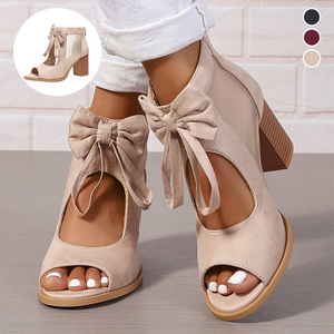 Blokhælssandaler med sløjfe (Dame)