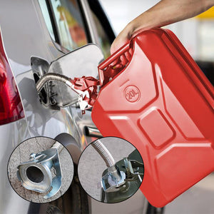 Jerry can med slange til brændstofoverførsel i amerikansk stil