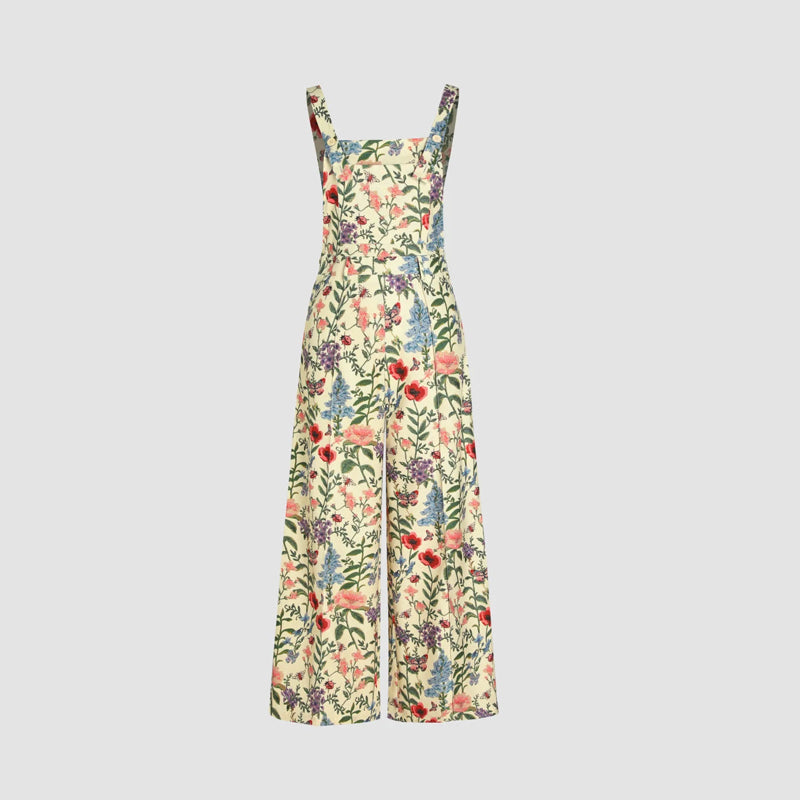 Bredbenet jumpsuit med blomsterprint