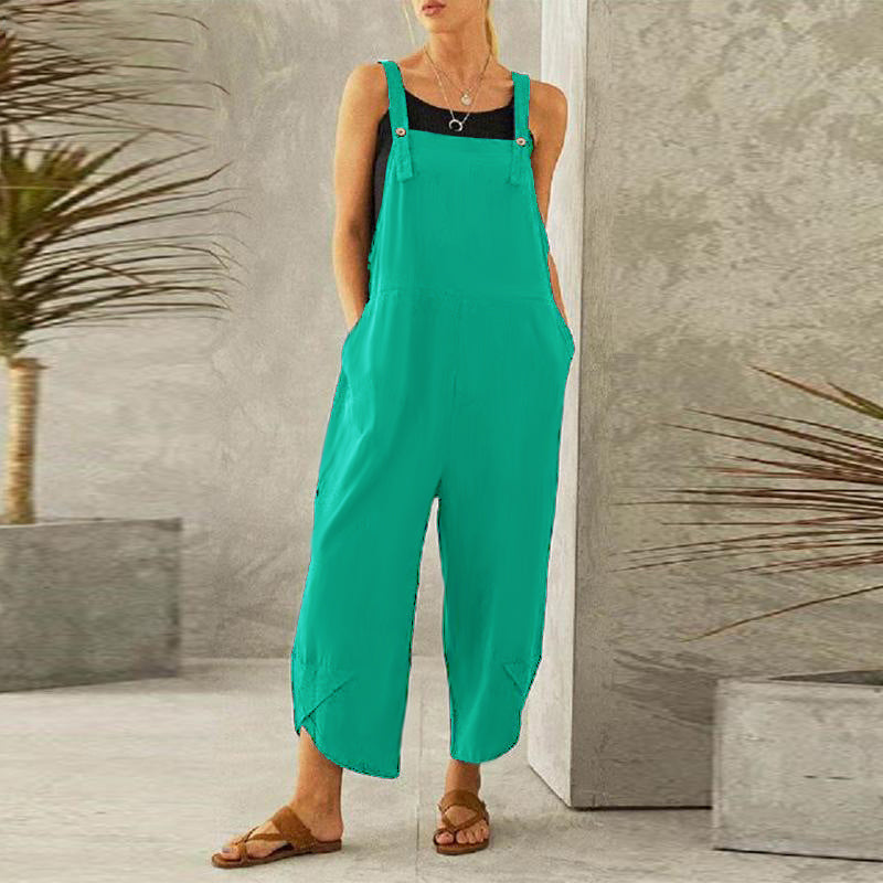 Ensfarvet afslappet jumpsuit (Dame)