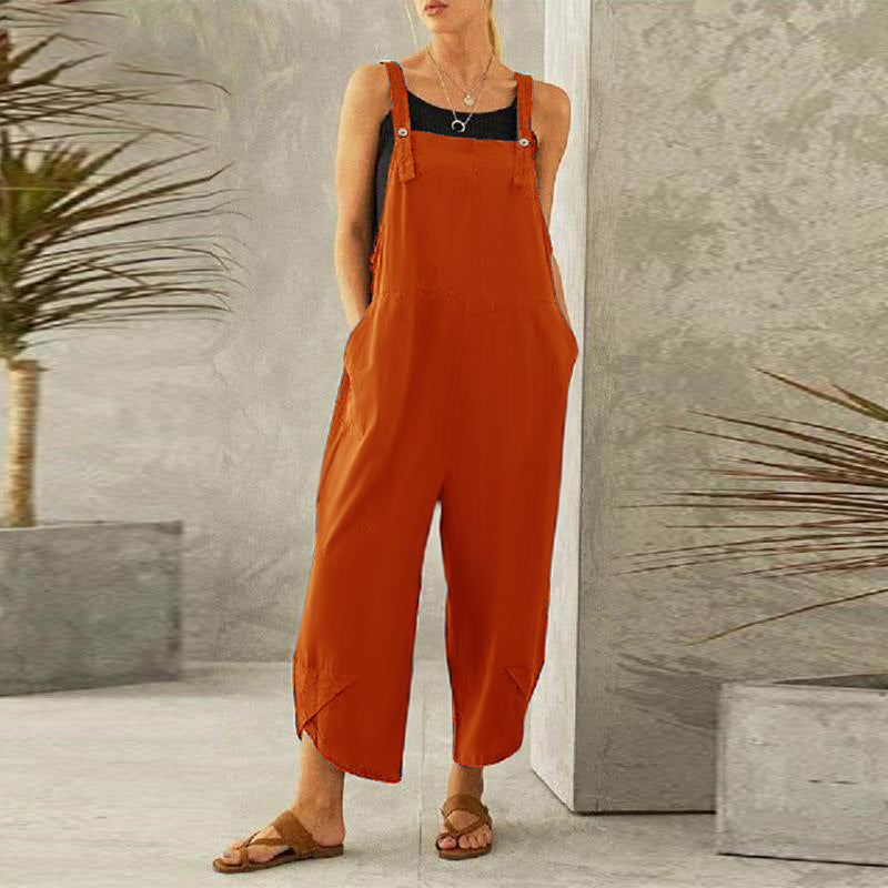 Ensfarvet afslappet jumpsuit (Dame)