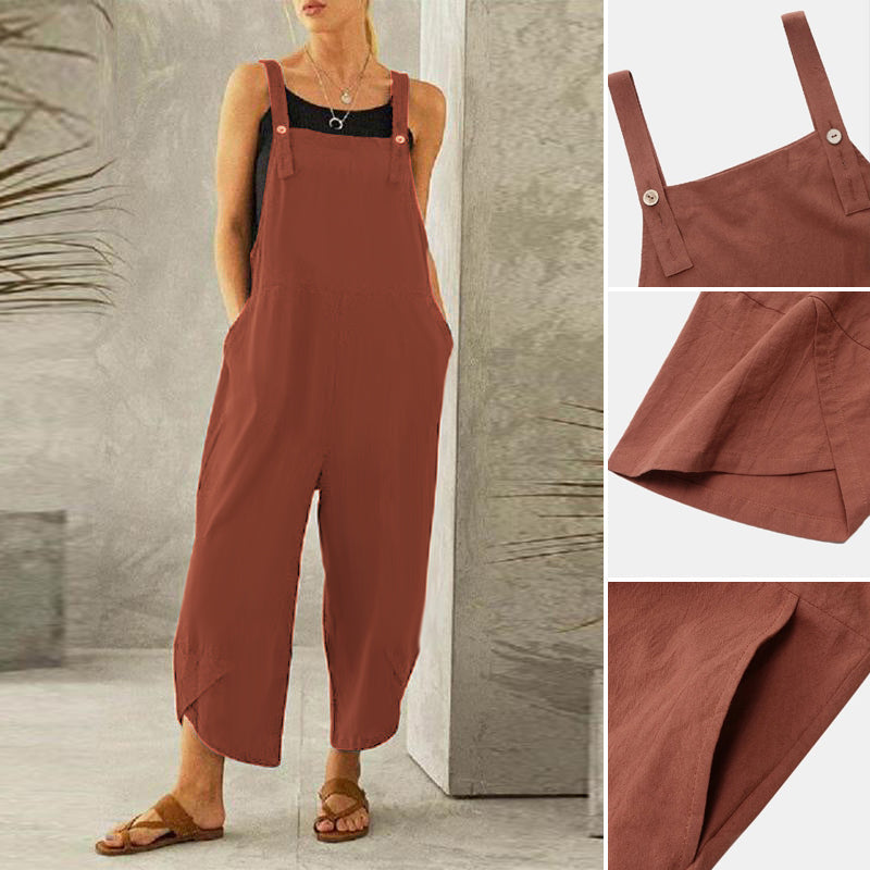 Ensfarvet afslappet jumpsuit (Dame)