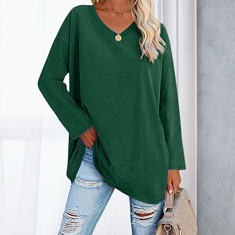 Drop Sleeve Bluse med V-udskæring