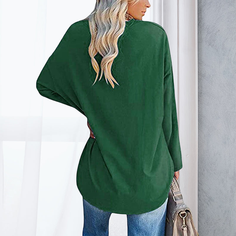 Drop Sleeve Bluse med V-udskæring