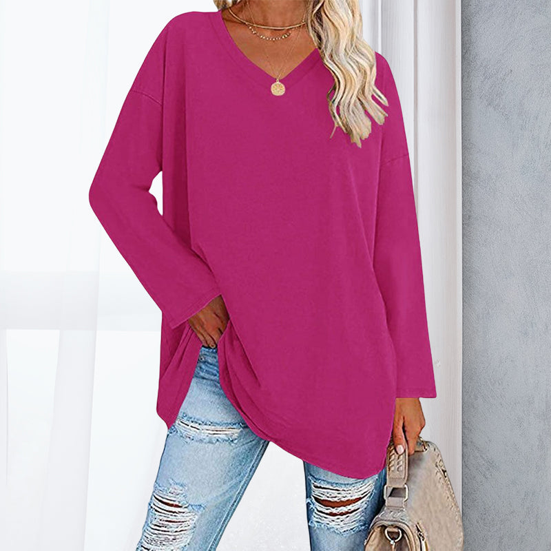 Drop Sleeve Bluse med V-udskæring