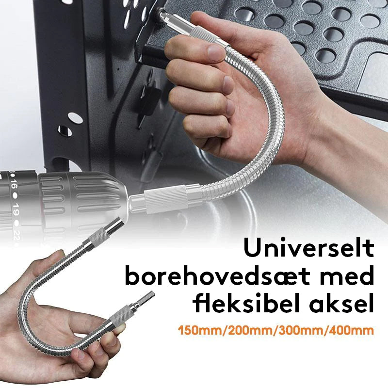 Universelt borehovedsæt med fleksibel aksel