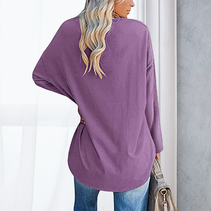 Drop Sleeve Bluse med V-udskæring