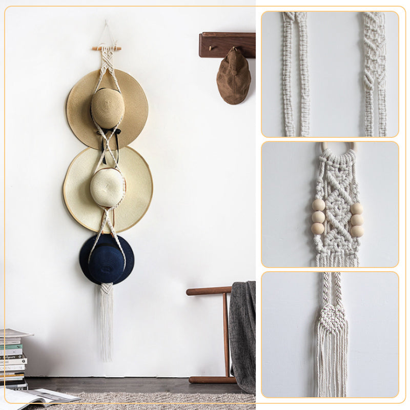 Dekorative håndlavede vægbeslag til hatte i BoHo-stil