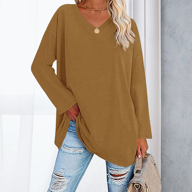 Drop Sleeve Bluse med V-udskæring